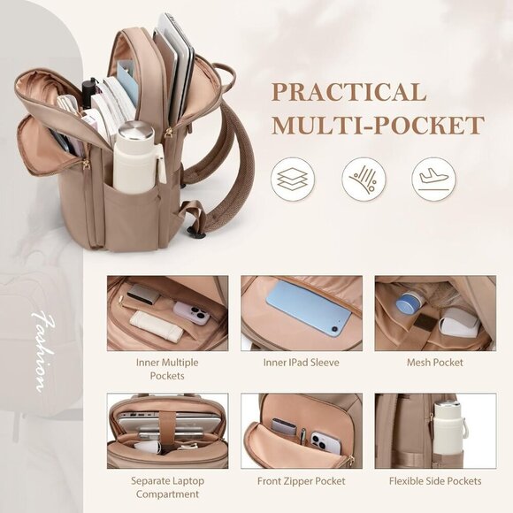 Travel Backpack Women Waterproof 16 Inch Laptop Multilayer Daypack main image 7